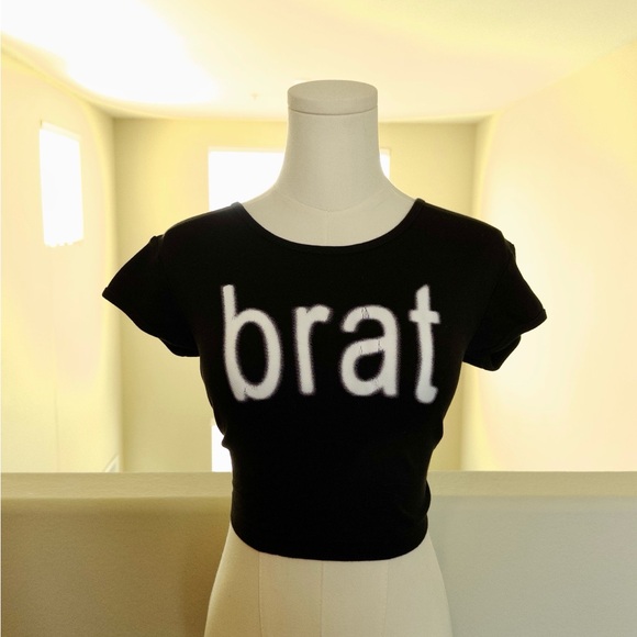 charli xcx Tops - Black BRAT Crop Top